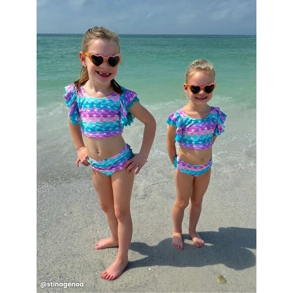 RUFFLEBUTTS Mermaid Butterfly Tankini 18-24 Months - Picture 3 of 8